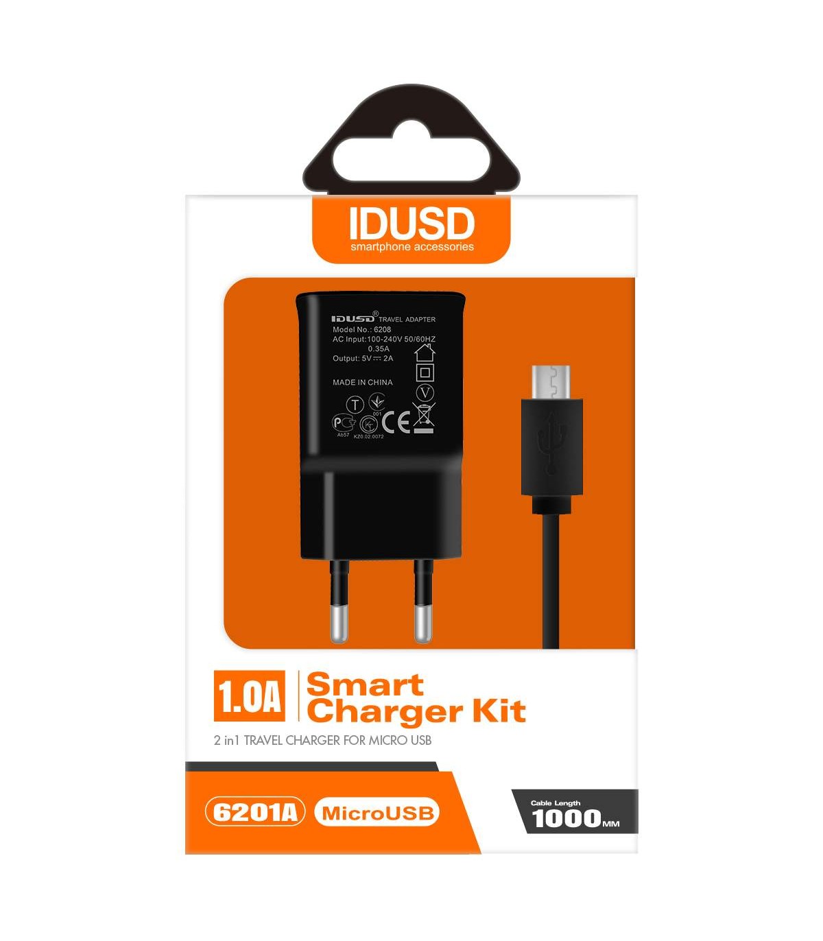 Cargador Viaje Micro-Usb(V8) 2 in 1 - 6201A