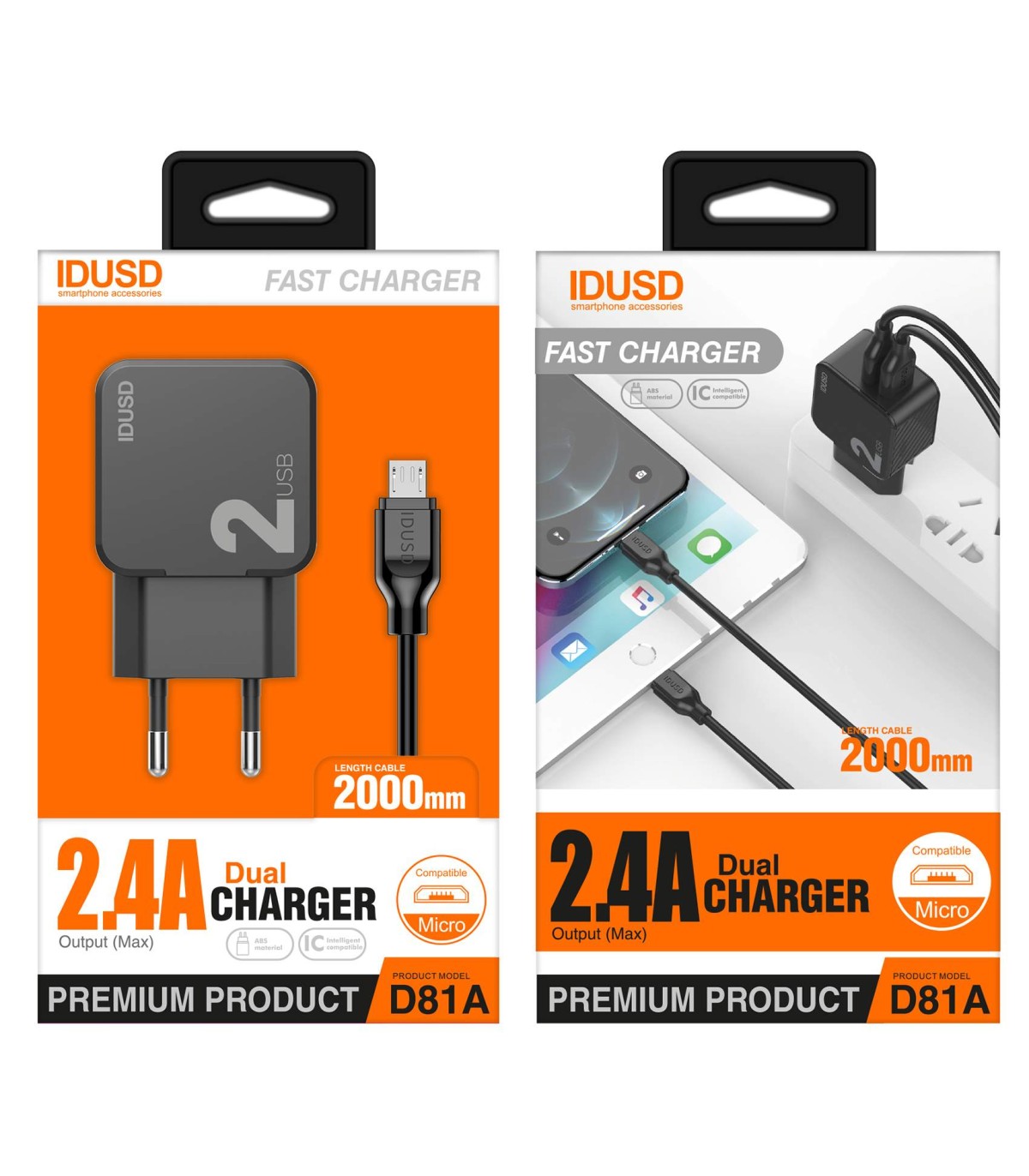 *OFERTA Charger 2USB 2.4A + Micro 2M - D81A