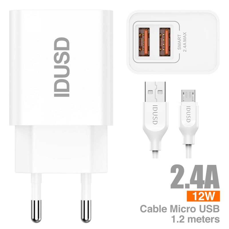 Smart Charger 2U 2.4A + Cable Micro-USB  - D41B