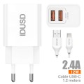 Smart Charger 2U 2.4A + Cable USB-C - D43B