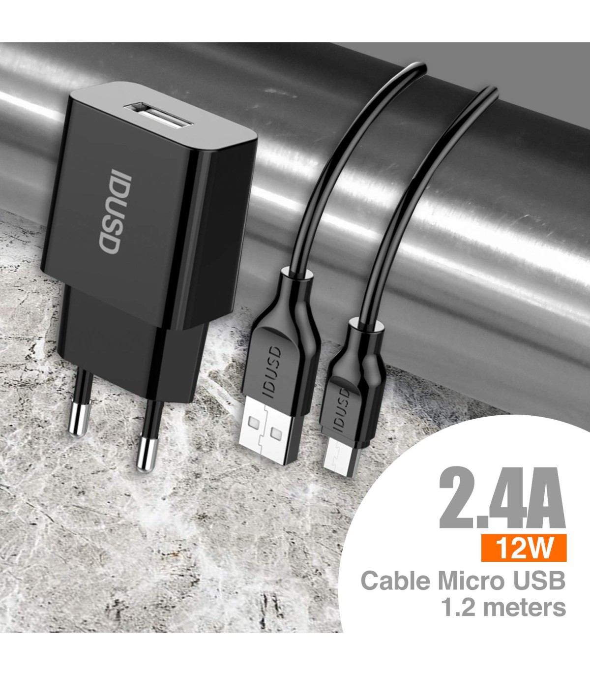 Smart Charger 1U 2.4A + Micro-USB - D71A