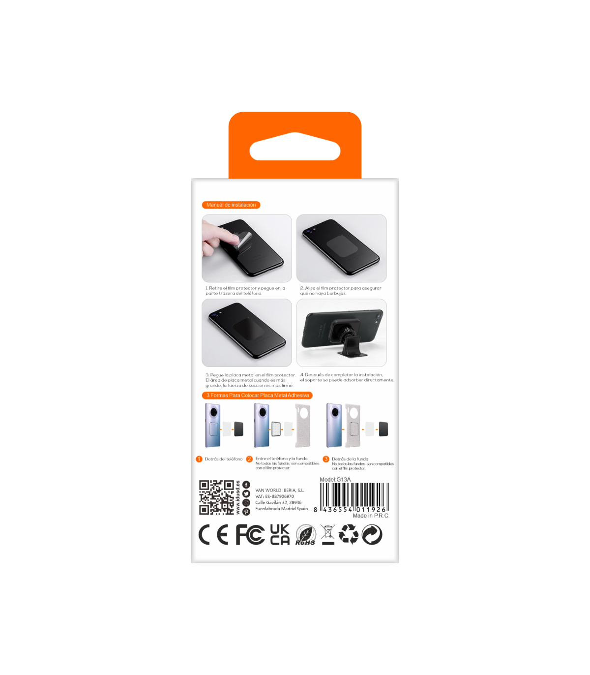 Placa Metal para Soporte Coche Imán -G13A