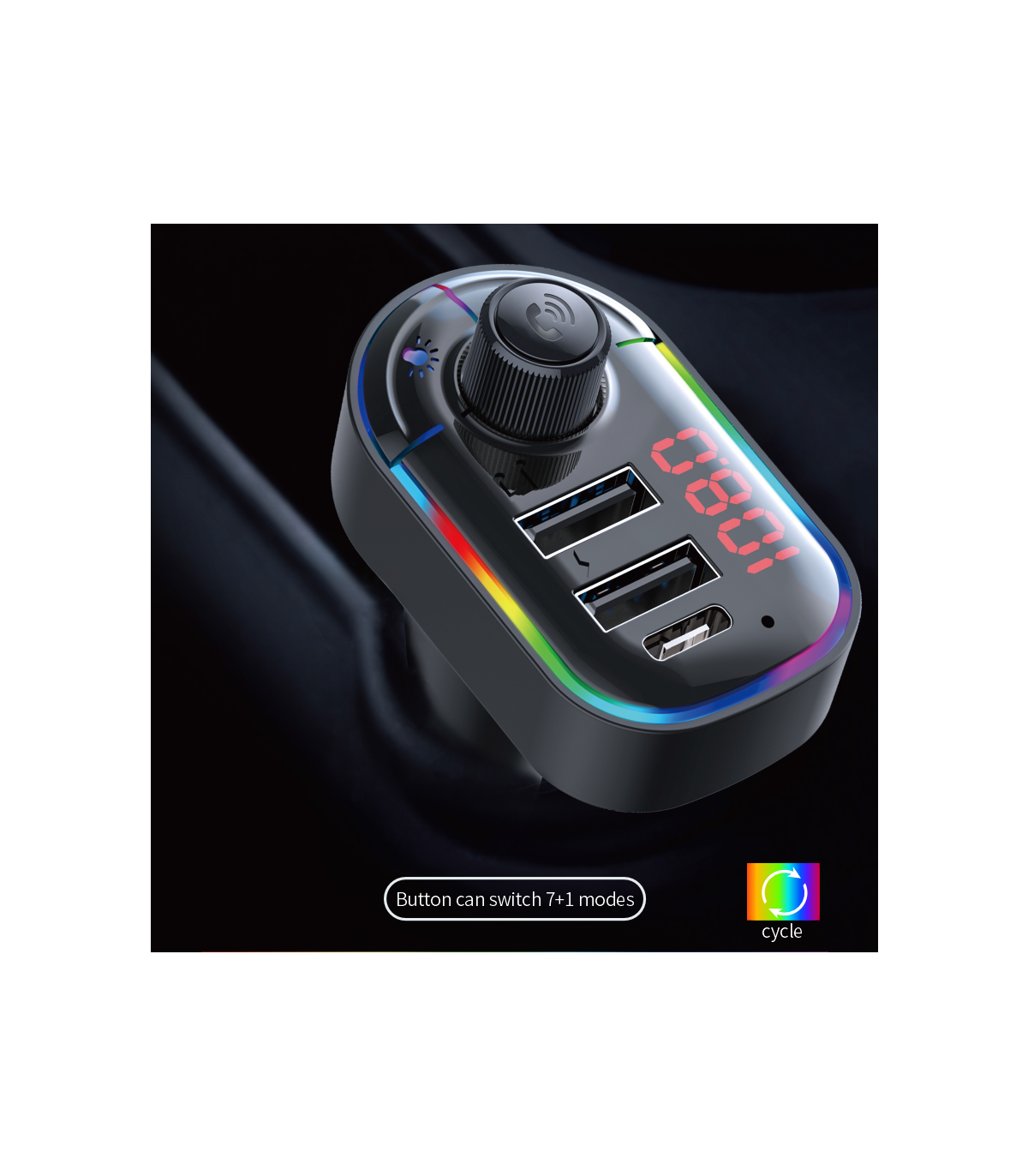 Car FM transmitter 15W 2USB + USB-C - F62A