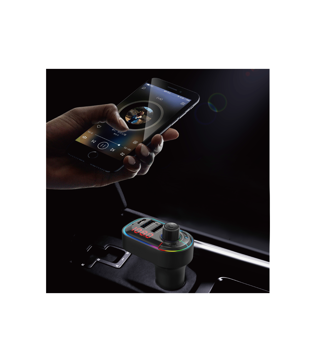 Car FM transmitter 15W 2USB + USB-C - F62A