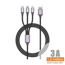 Cable Nylon de aluminio 1.2 M USB 1 A 3 - C02A