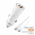 Cargador coche PD+QC 38W + PD USB-C - F56B