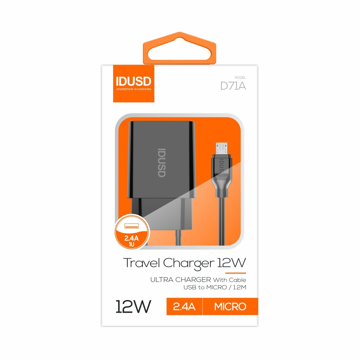 Smart Charger 1U 2.4A + Micro-USB - D71A