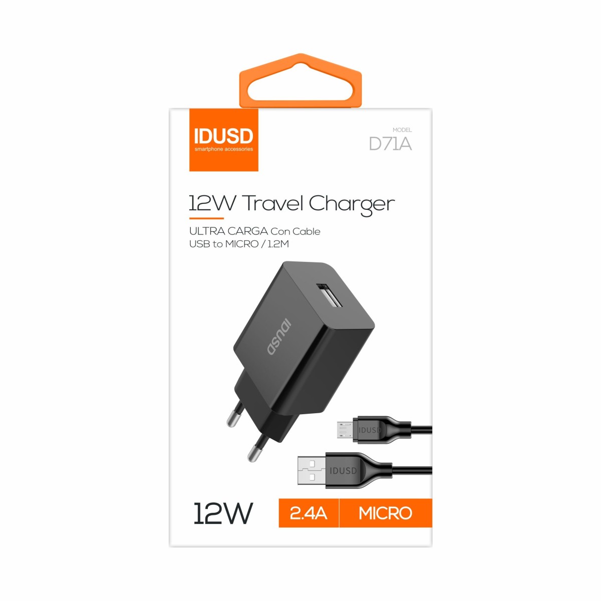 Smart Charger 1U 2.4A + Micro-USB - D71A