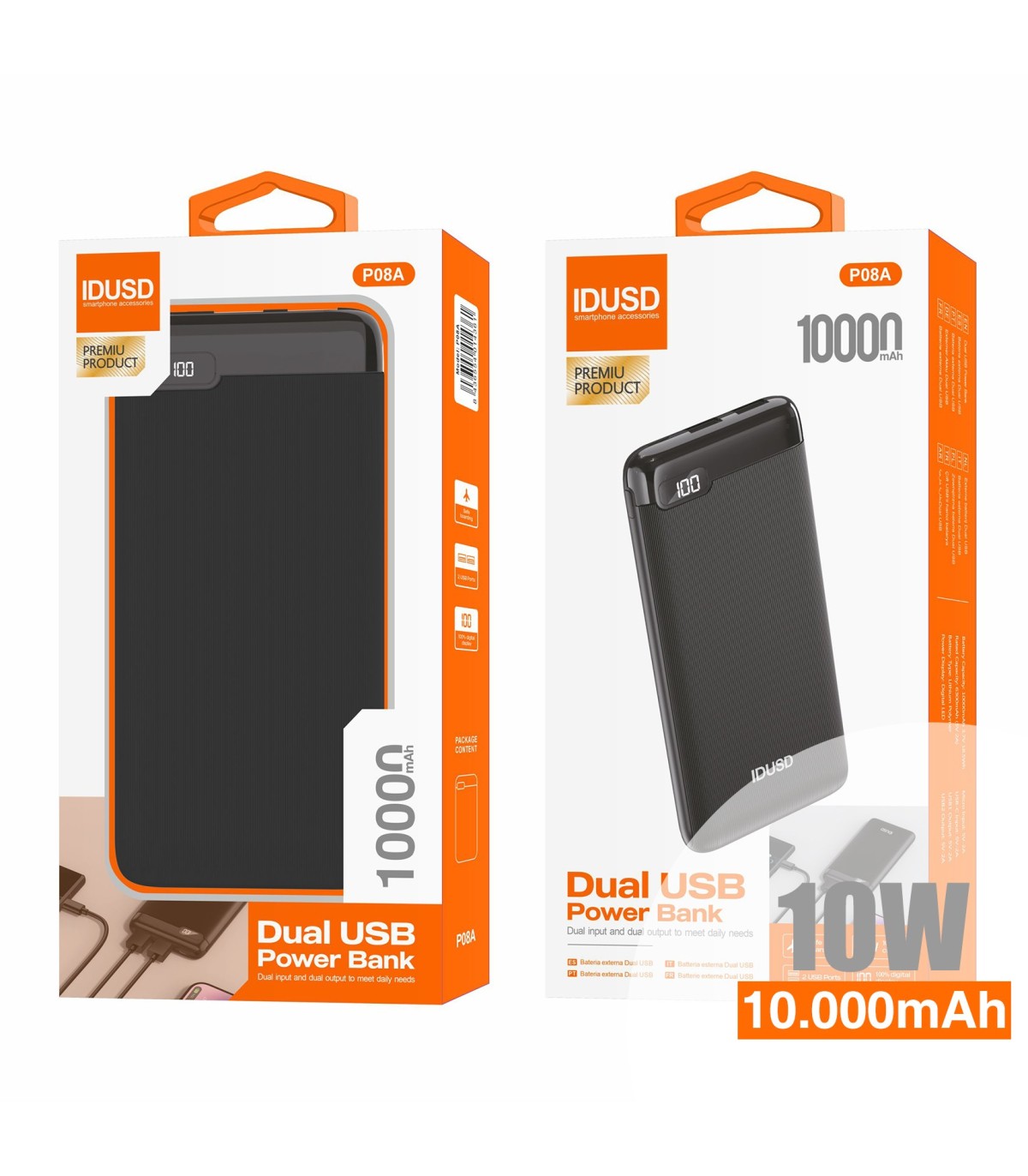 Power Bank 10.000mAh LED 100% 10W - P08A