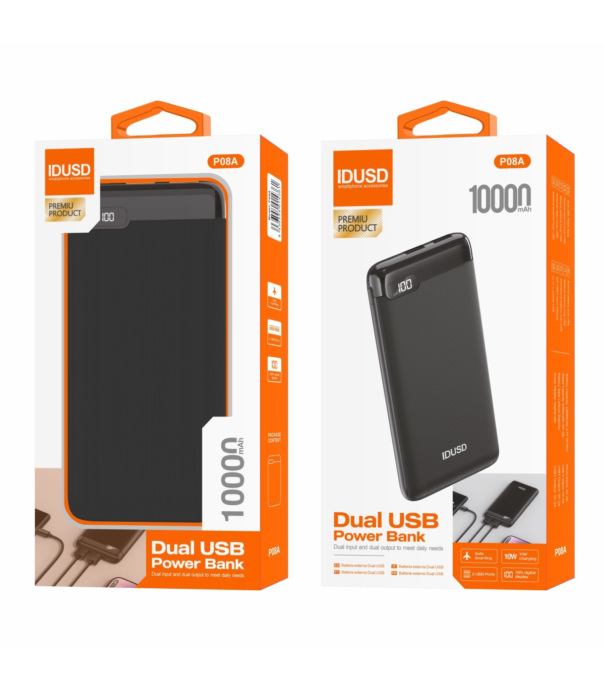 Power Bank 10.000mAh LED 100% 10W - P08A