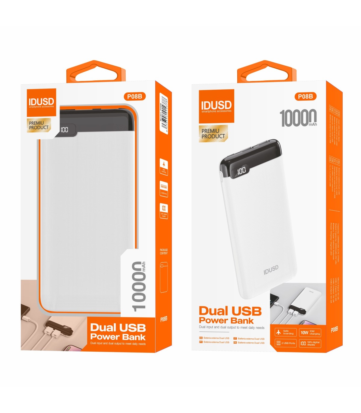 Power Bank 10.000mAh LED 100% 10W - P08B