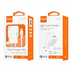 Cargador Rapido QC3.0 + USB-C - D53B