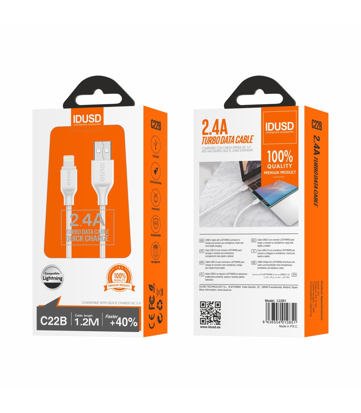 IDUSD Turbo Cable Lightning 1.2M 3A - C22B1