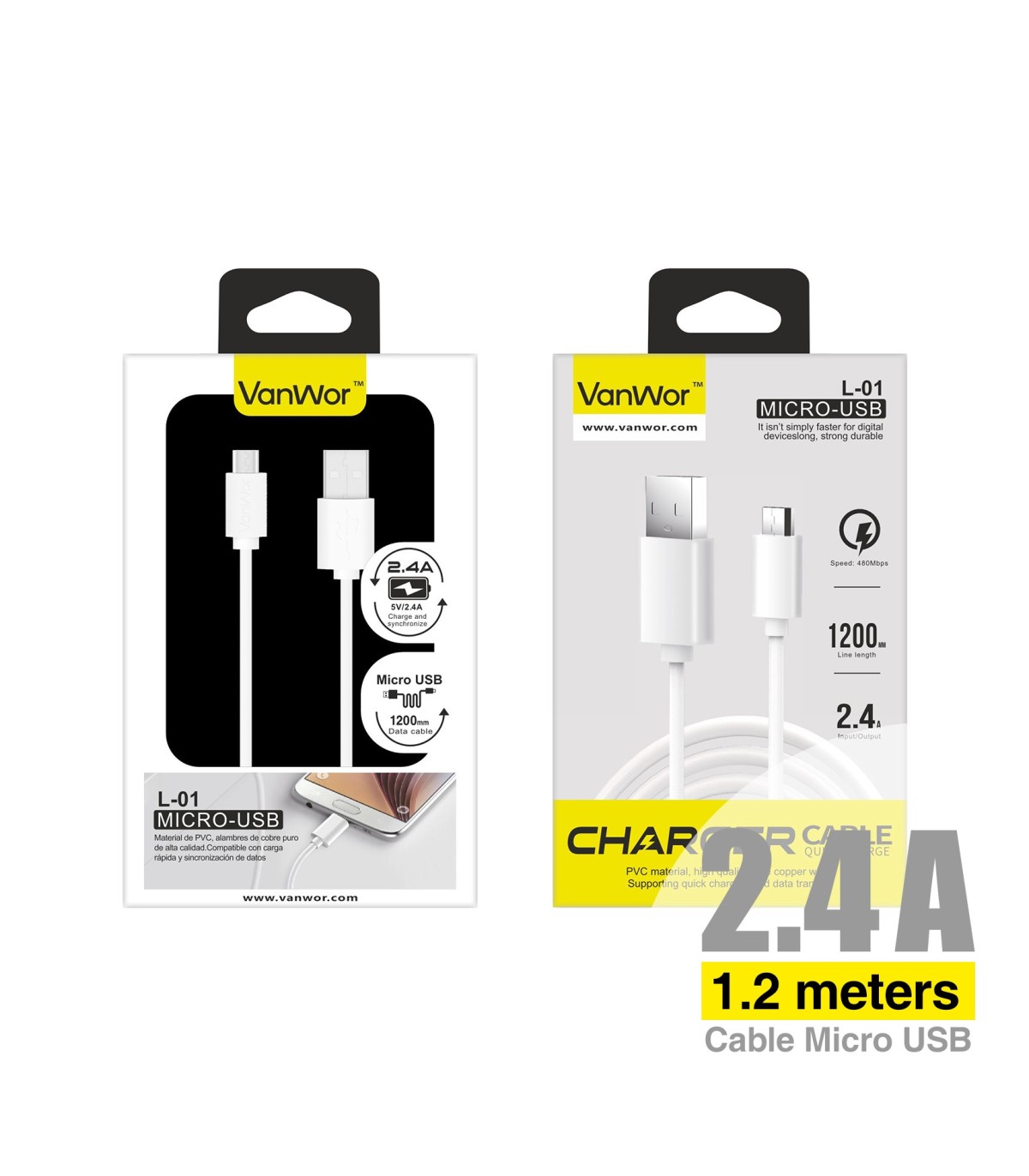 OFERTA Cable PVC Micro 1.2M 2.4A L-01