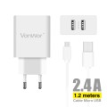 Vanwor Dual Port Charger 2U 2.4A For Micro USB - EU-021