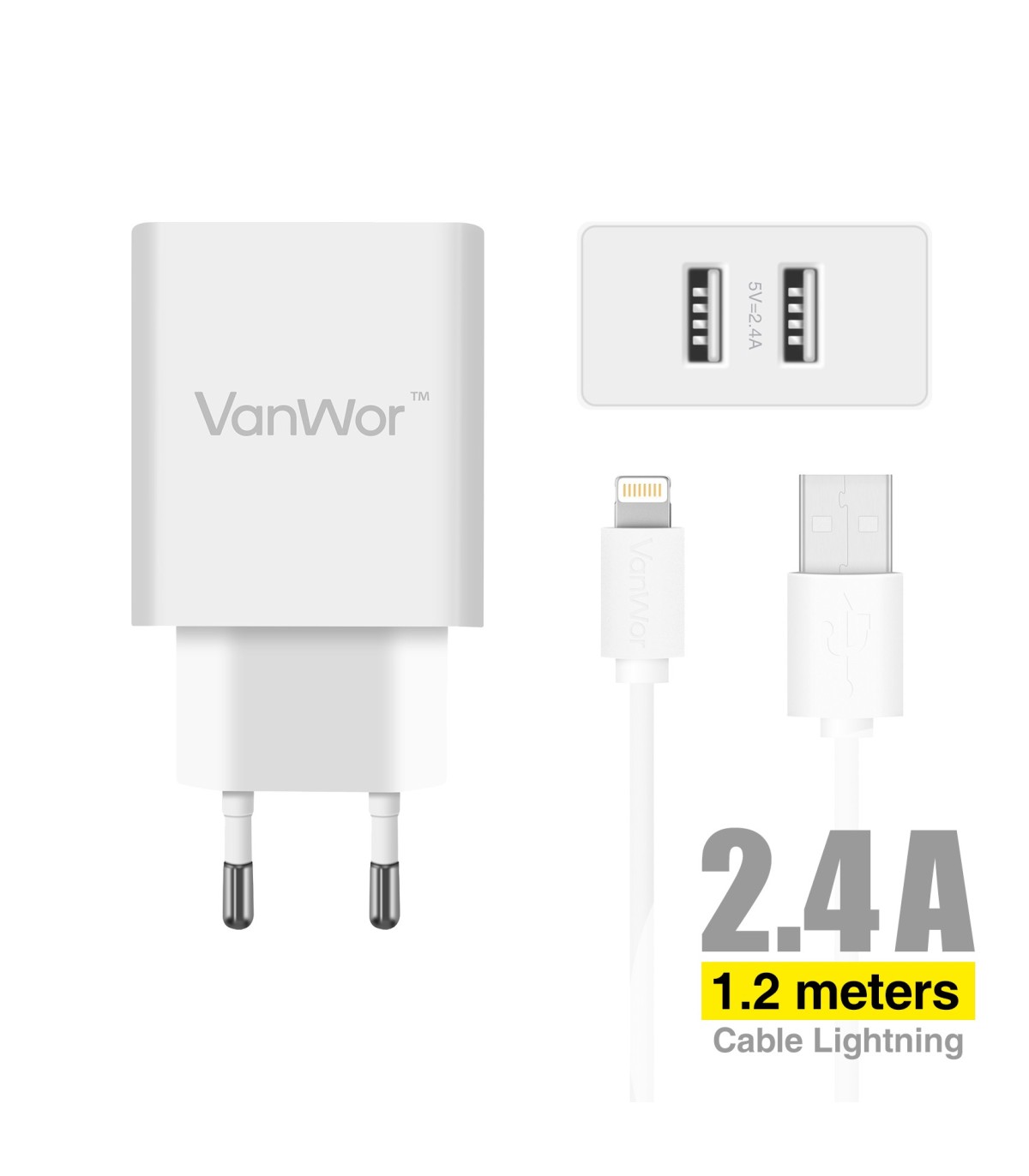 *OFERTA Dual Charger + Cable Lightning 2.4A EU-022