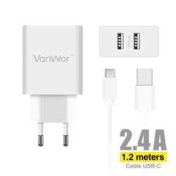 *OFERTA Dual Charger + Cable Type-C 2.4A EU-023