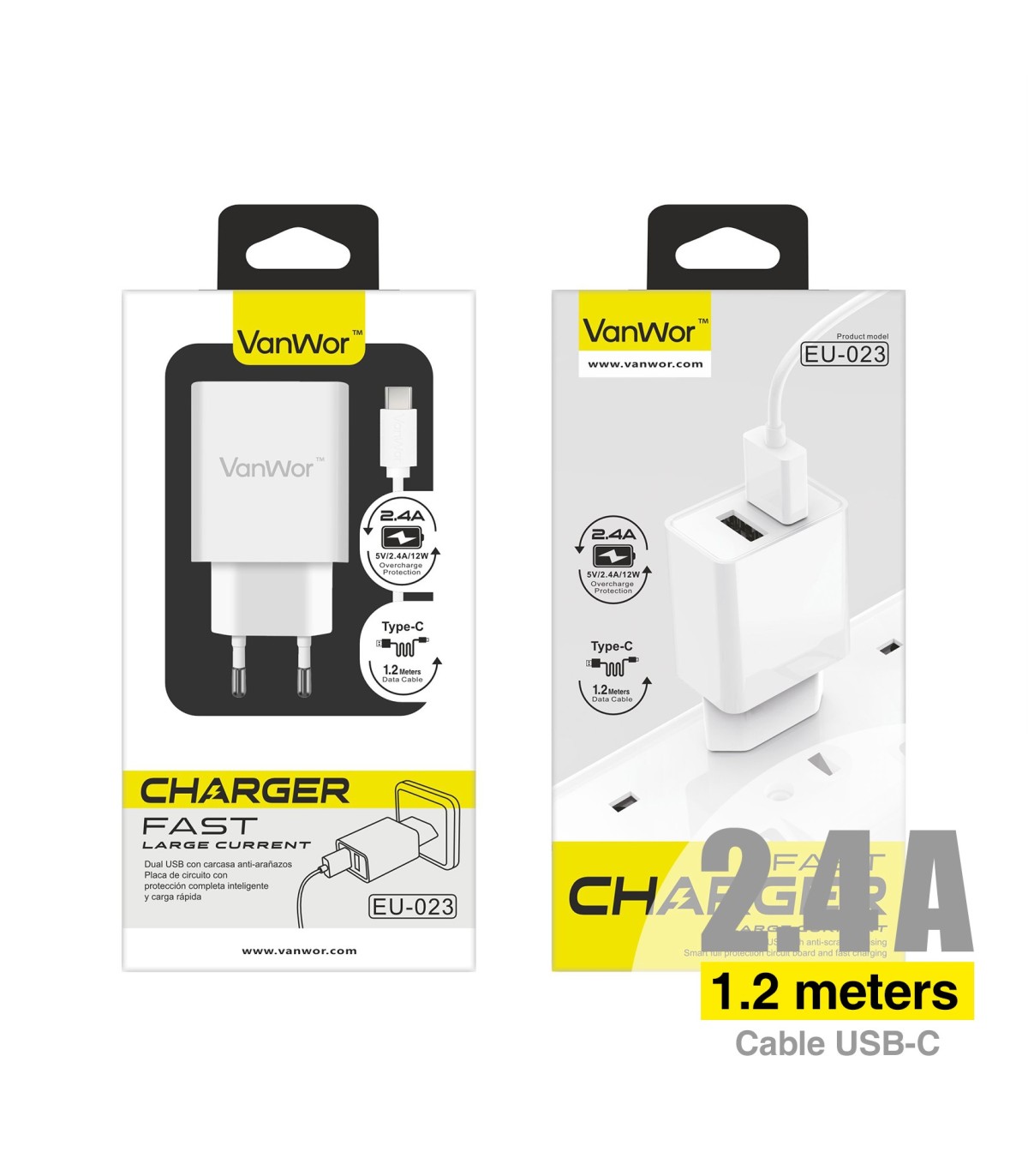 *OFERTA Dual Charger + Cable Type-C 2.4A EU-023