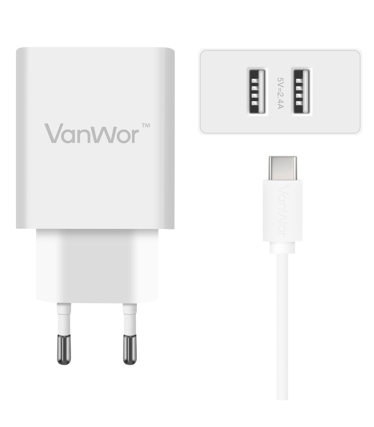 *OFERTA Dual Charger + Cable Type-C 2.4A EU-023