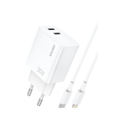 Cargador GaN PD 30W Dual USB-C con Cable Lightning