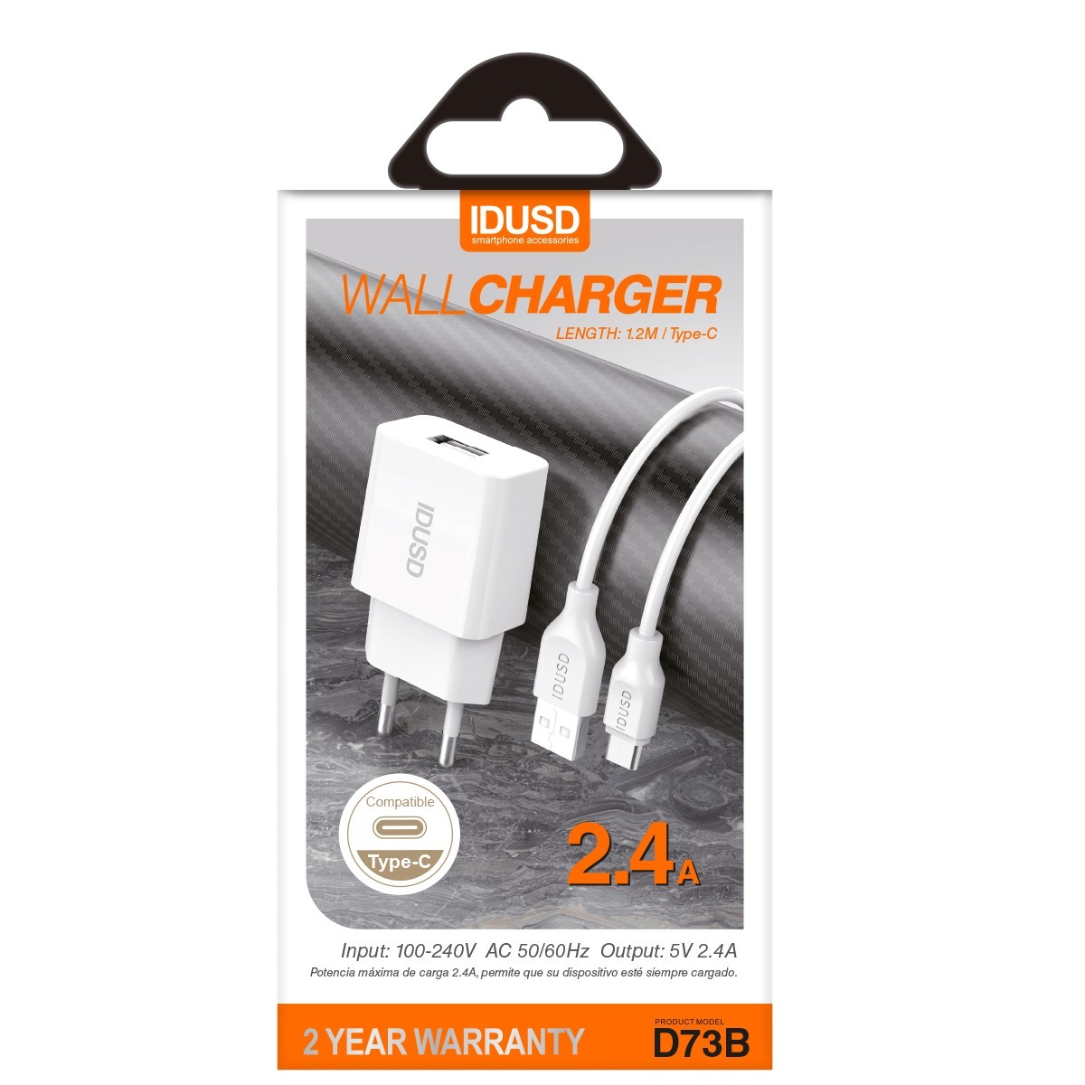 *OFERTA  Smart Charger 1U 2.4A + USB-C - D73B1