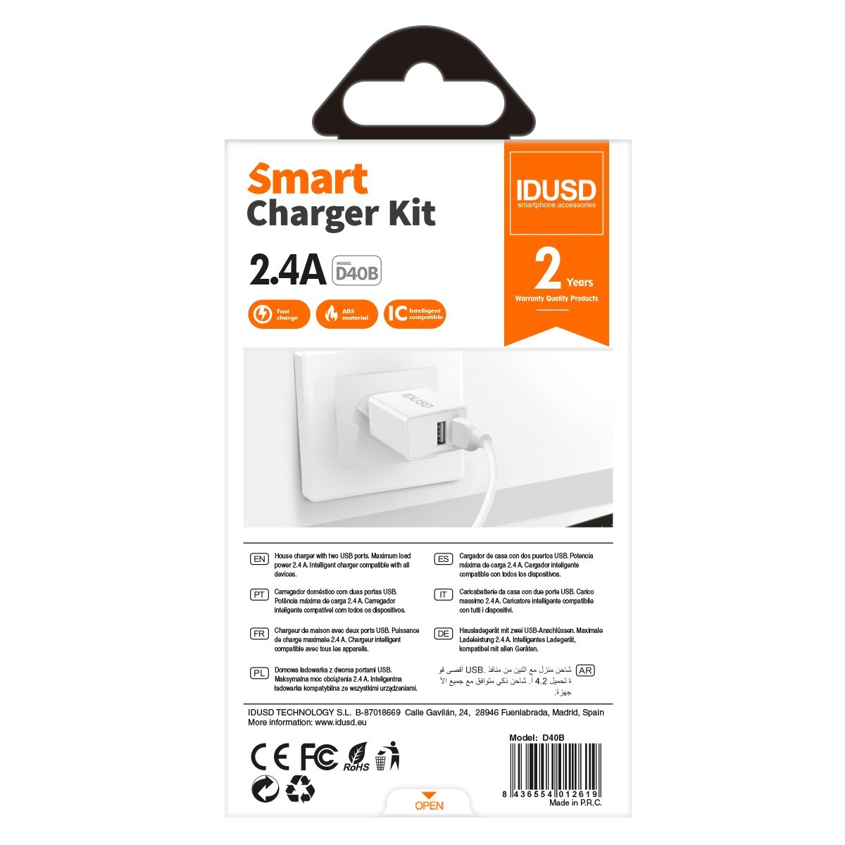 *OFERTA  Smart Charger 2U 2.4A 12W - D40B1