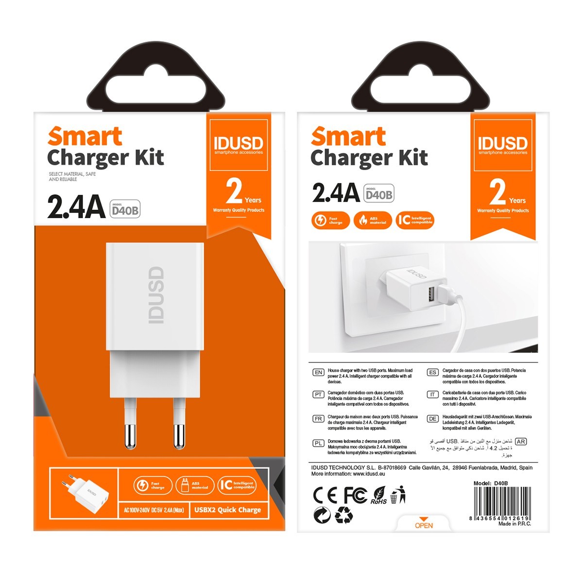 *OFERTA  Smart Charger 2U 2.4A 12W - D40B1