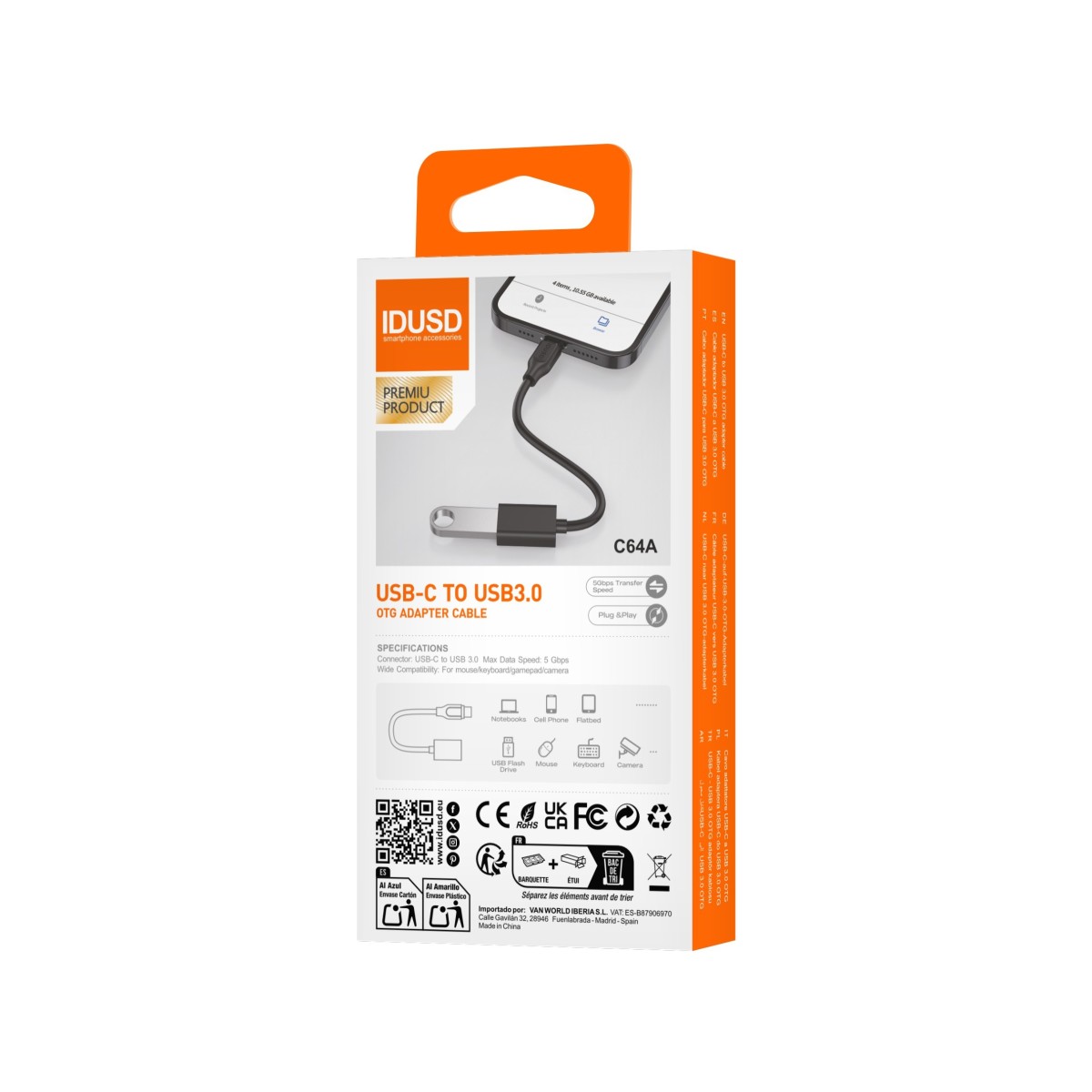 Adaptador USB-C a USB 3.0 OTG | 5Gbps | Plug & Play | Versátil