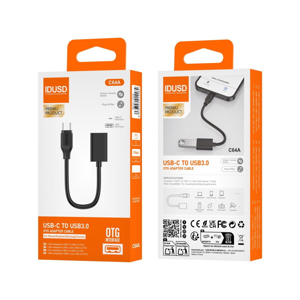 Adaptador USB-C a USB 3.0 OTG | 5Gbps | Plug & Play | Versátil