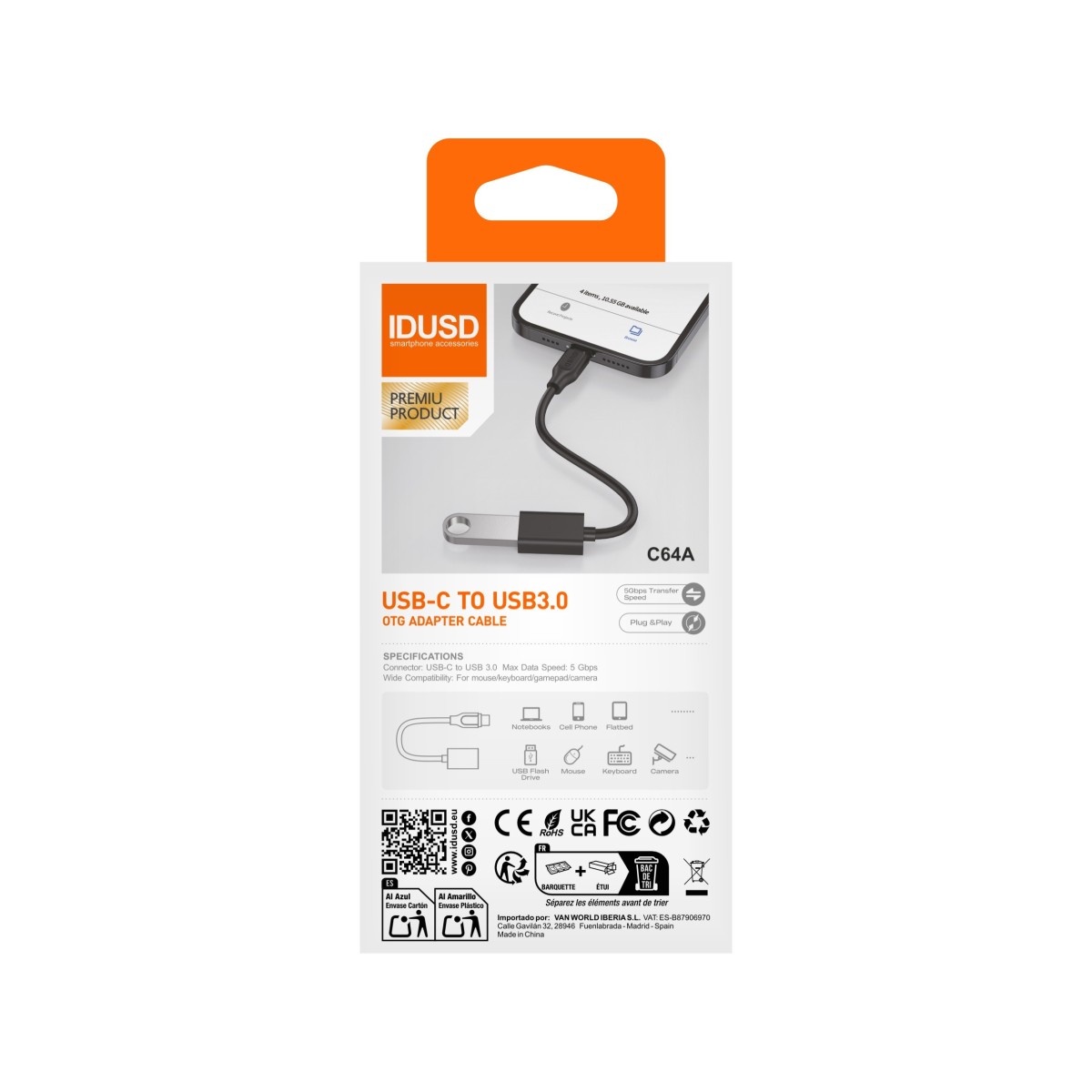 Adaptador USB-C a USB 3.0 OTG | 5Gbps | Plug & Play | Versátil