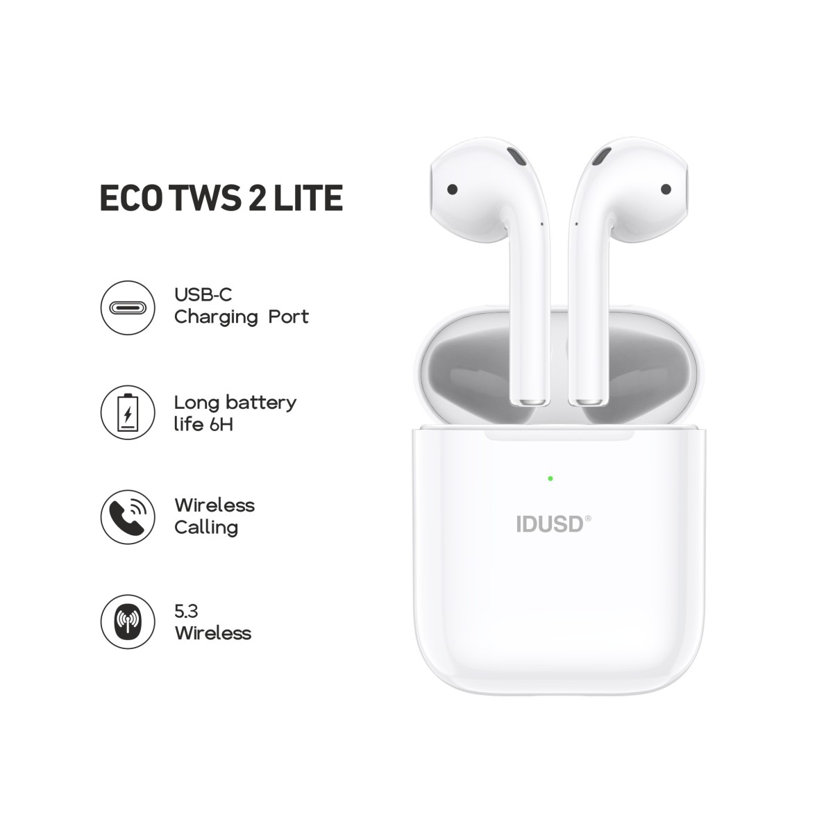 Auriculares ECO TWS 2 Lite | Bluetooth 5.3, HiFi, +24h de batería