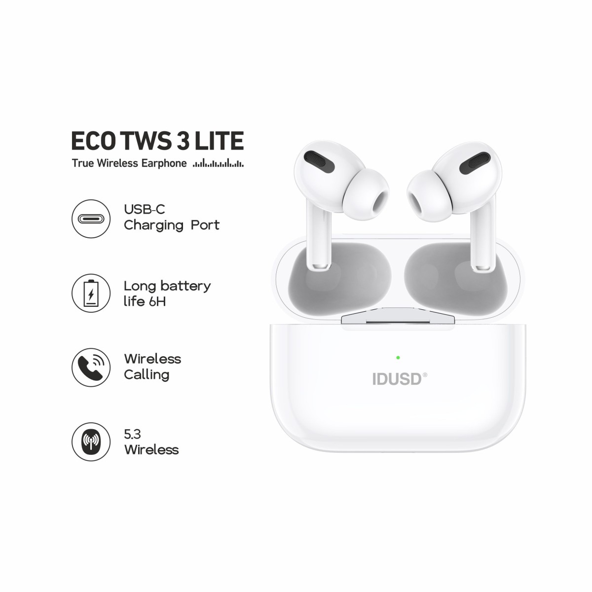 Auriculares ECO TWS 3 Lite | Bluetooth 5.3, HiFi, +24h de batería