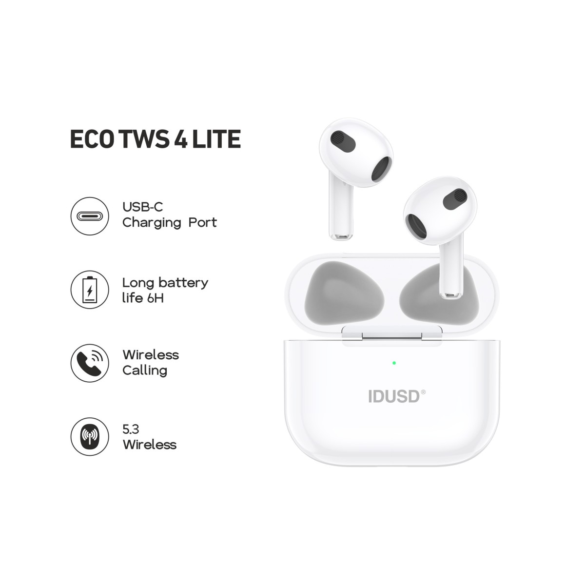Auriculares ECO TWS 4 Lite | Bluetooth 5.3, HiFi, +24h de batería