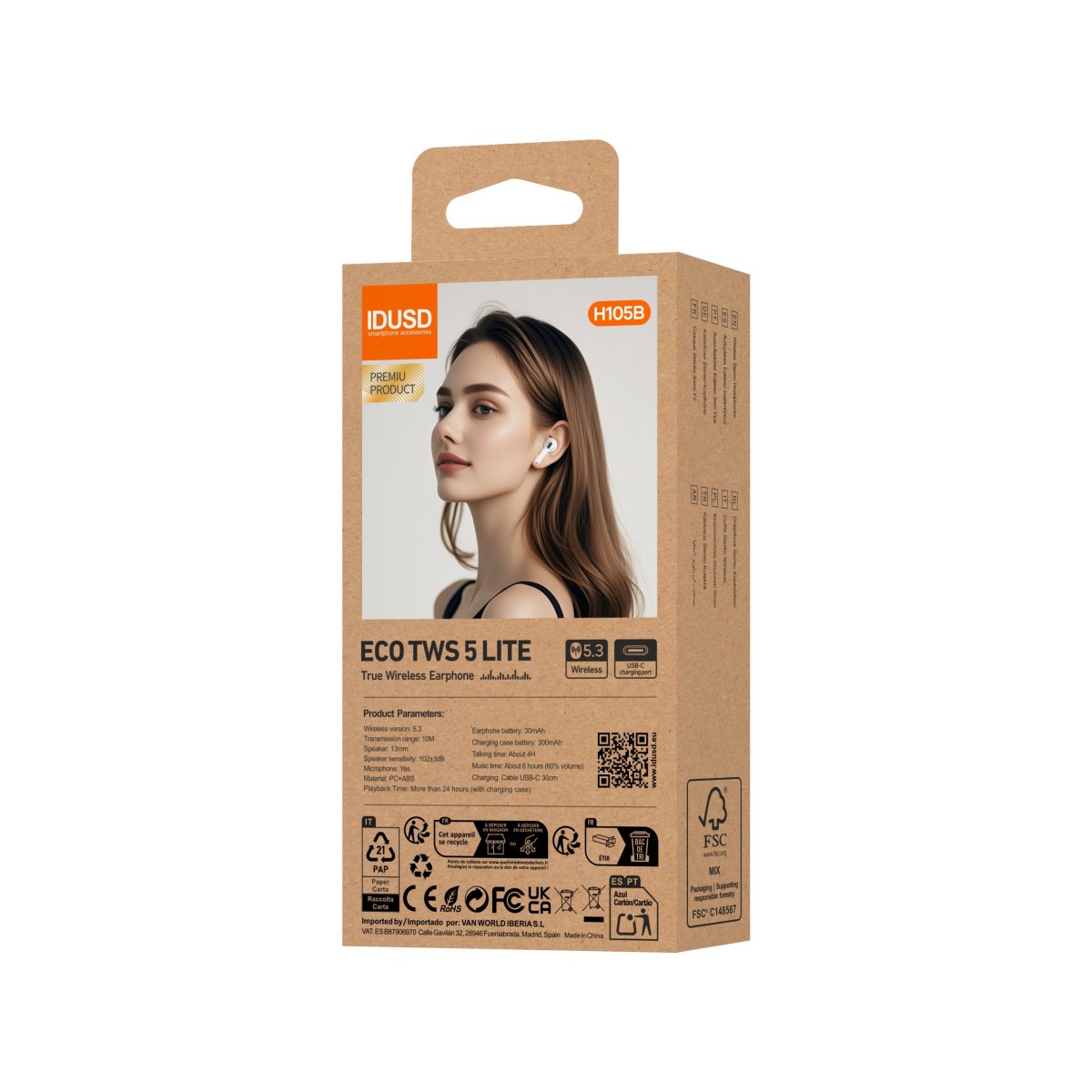 Auriculares ECO TWS 5 Lite | Bluetooth 5.3, HiFi, +24h de batería