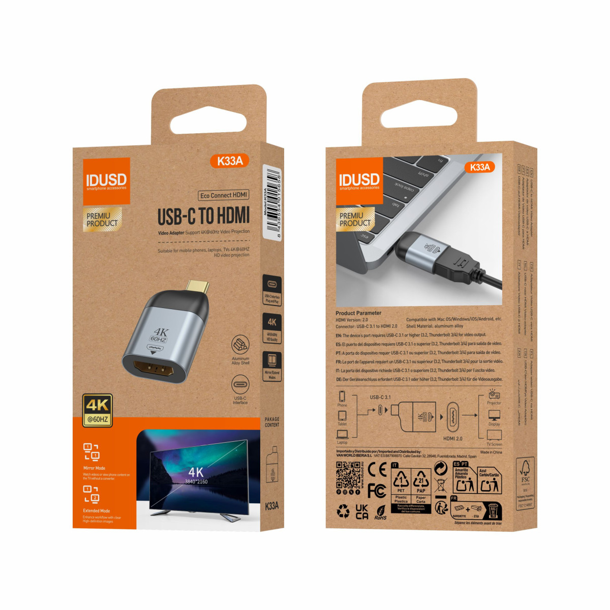Adaptador USB-C a HDMI 60Hz - K33A