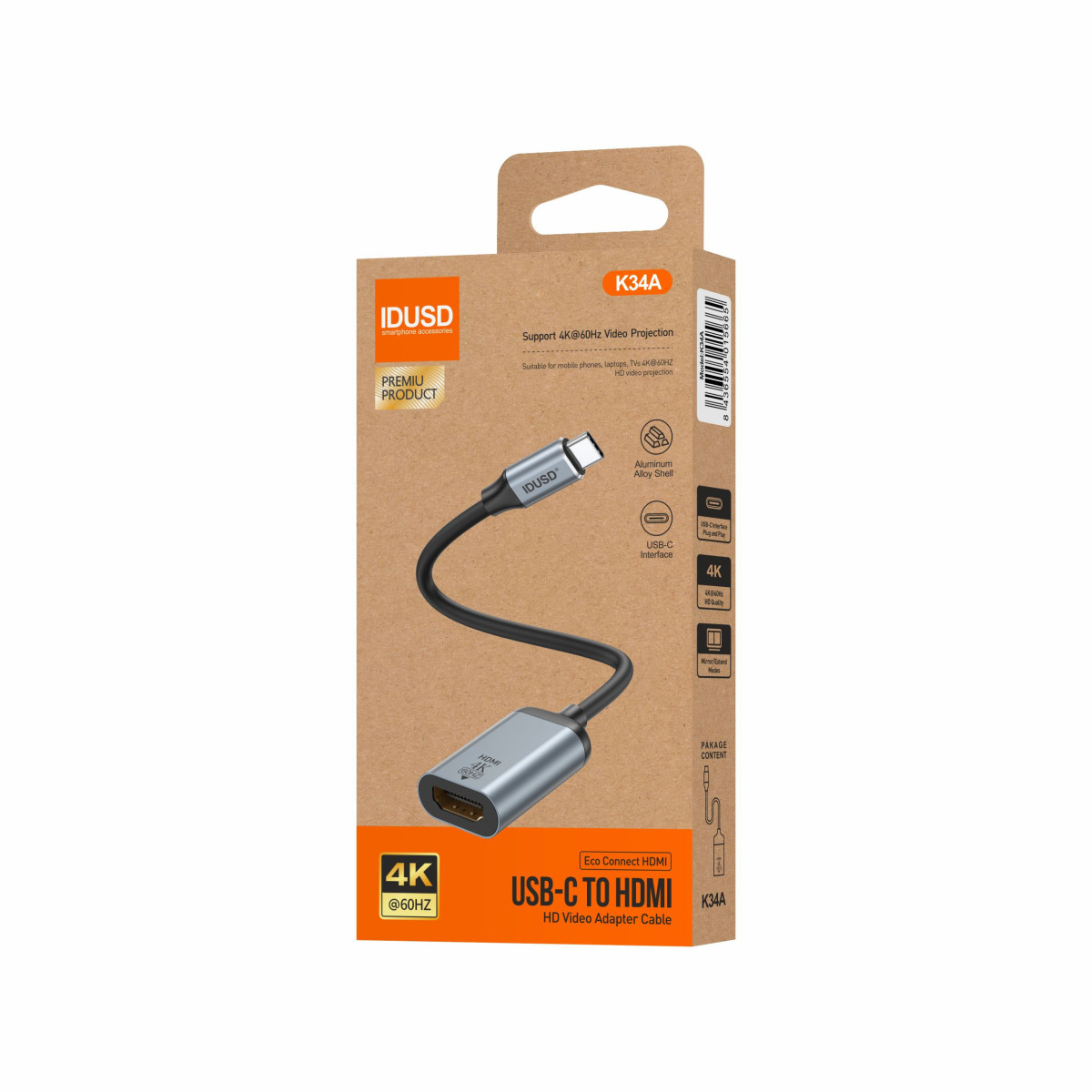 Cable USB-C a HDMI 60Hz 18 cm - K34A