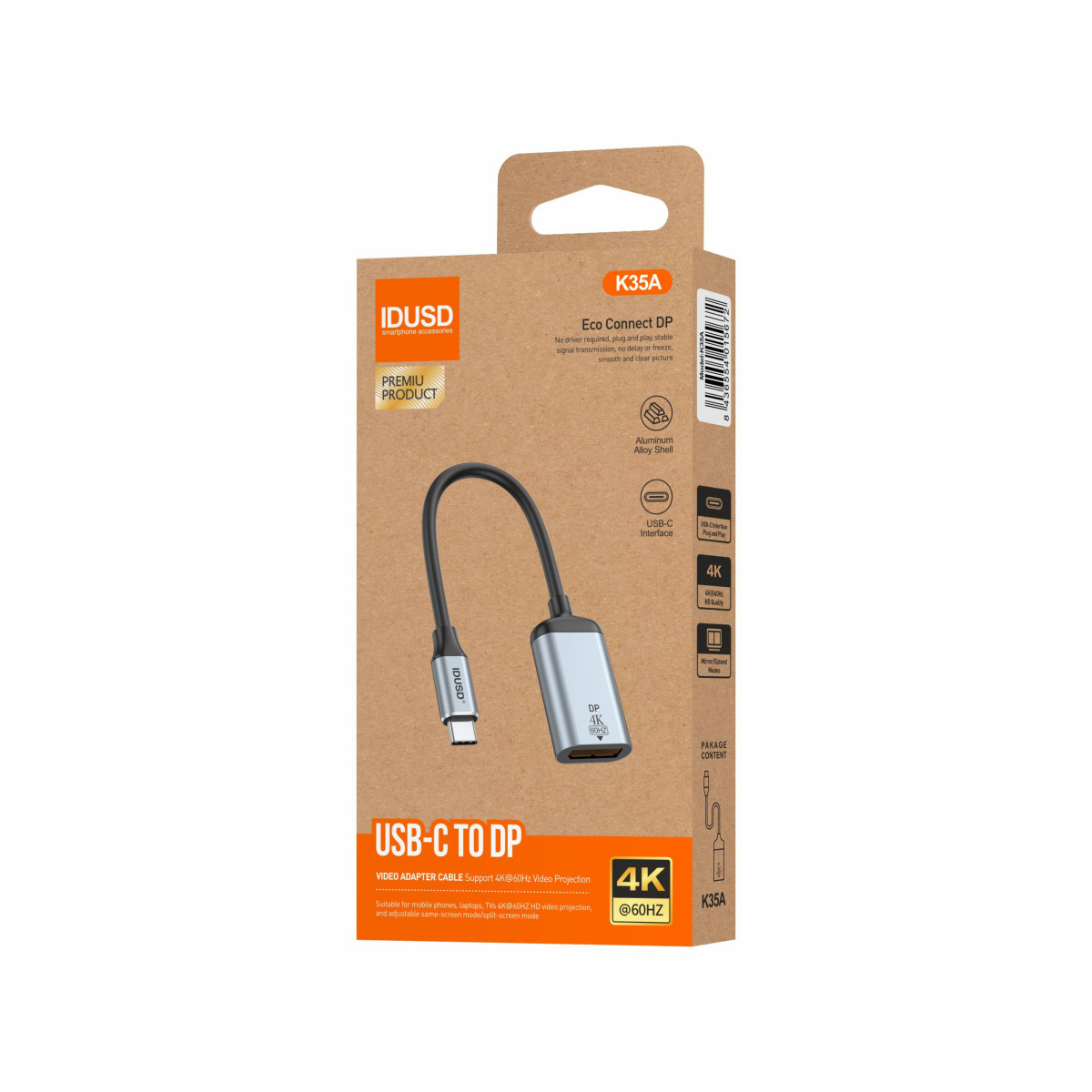 Cable USB-C a DisplayPort 60Hz 18 cm - K35A