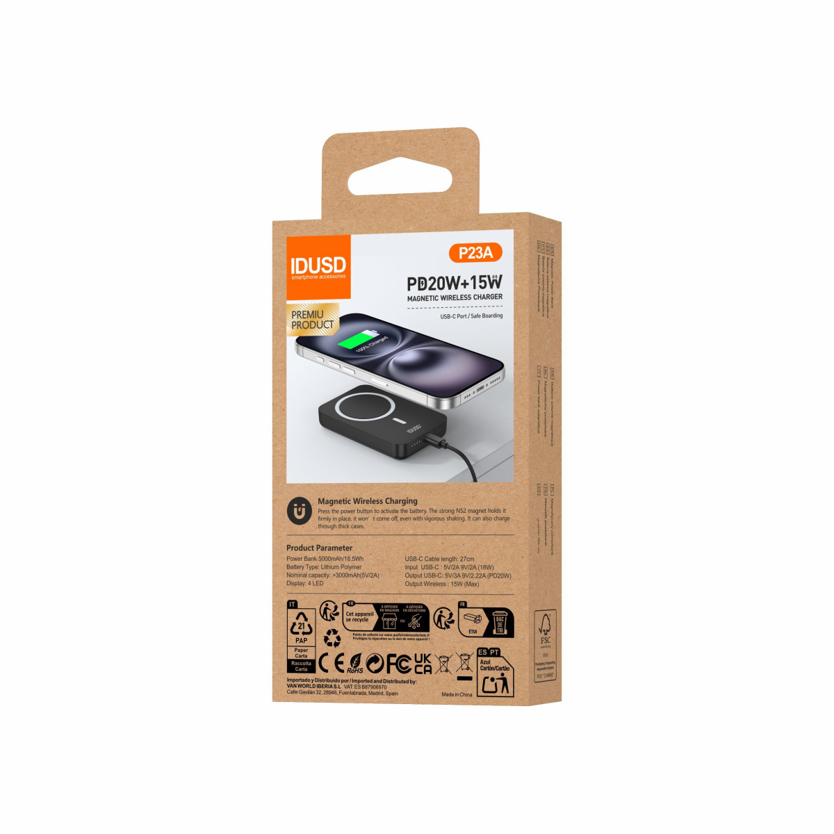 Batería Externa Magnética Eco Power Mag 5.000mAh 15W - P23A