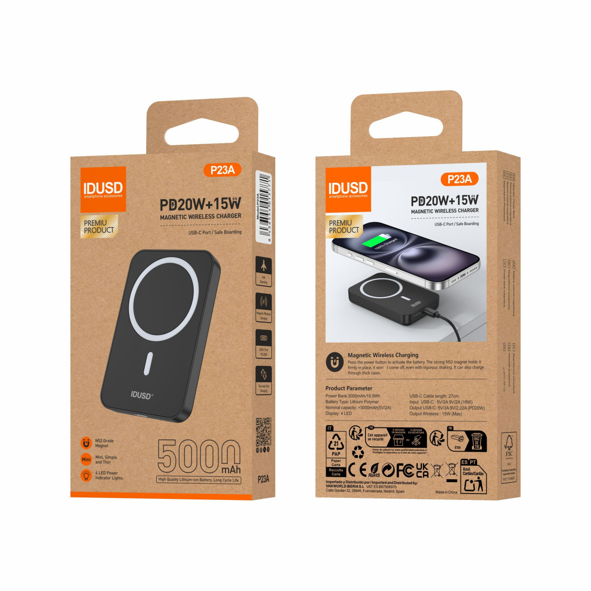 Batería Externa Magnética Eco Power Mag 5.000mAh 15W - P23A