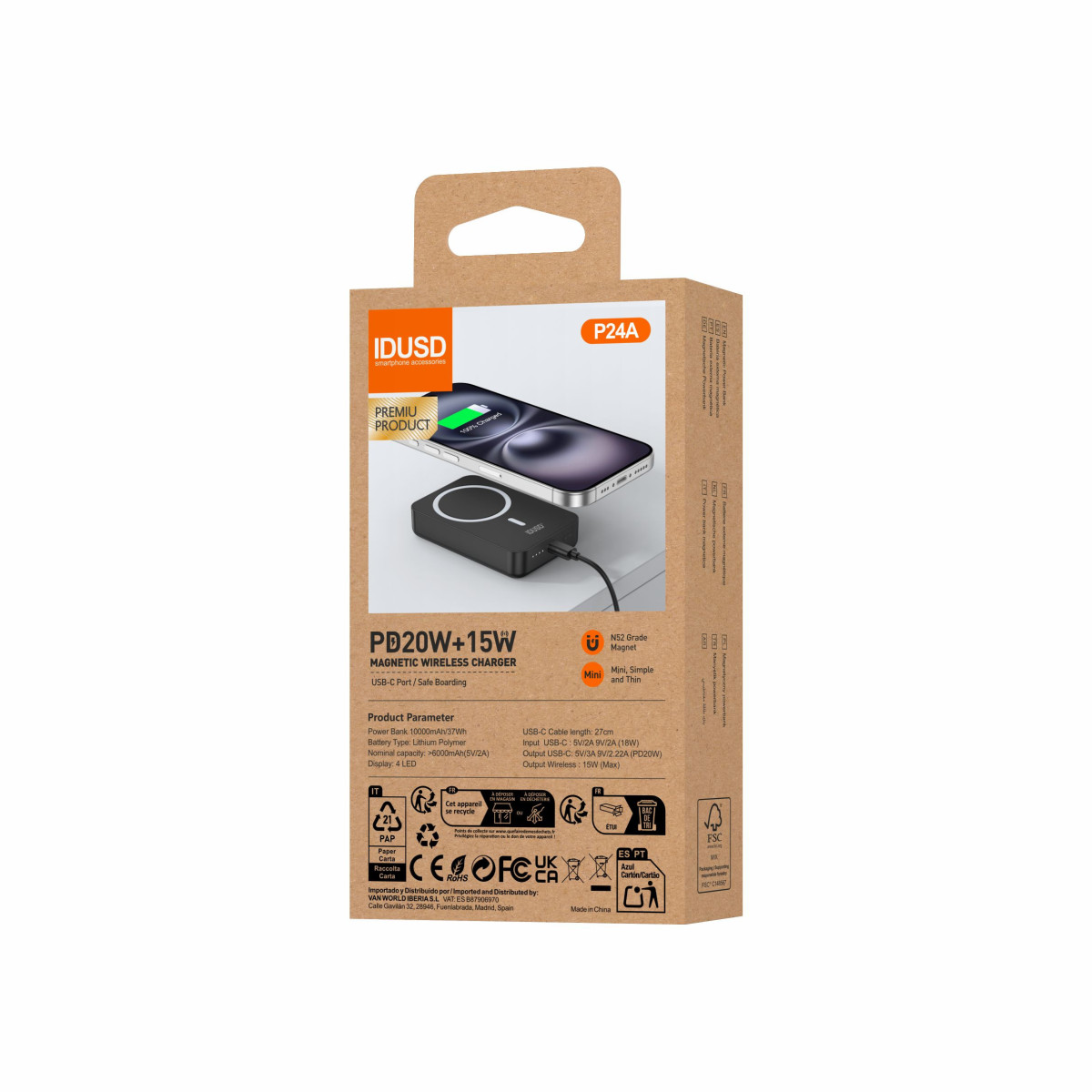 Batería Externa Magnética Eco Power Mag 10.000mAh 15W - P24A Compatibl