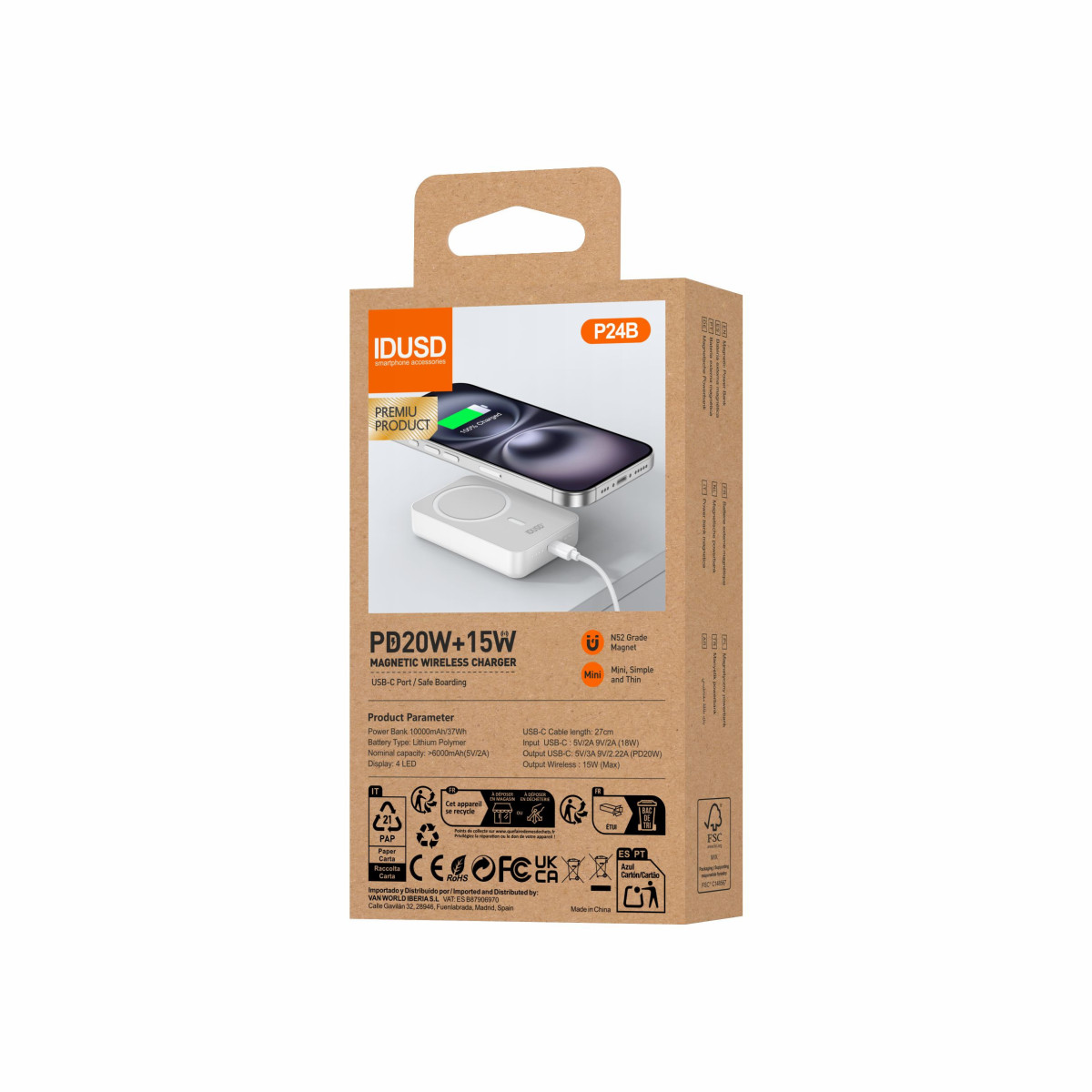 Batería Externa Magnética Eco Power Mag 10.000mAh 15W - P24B Compatibl