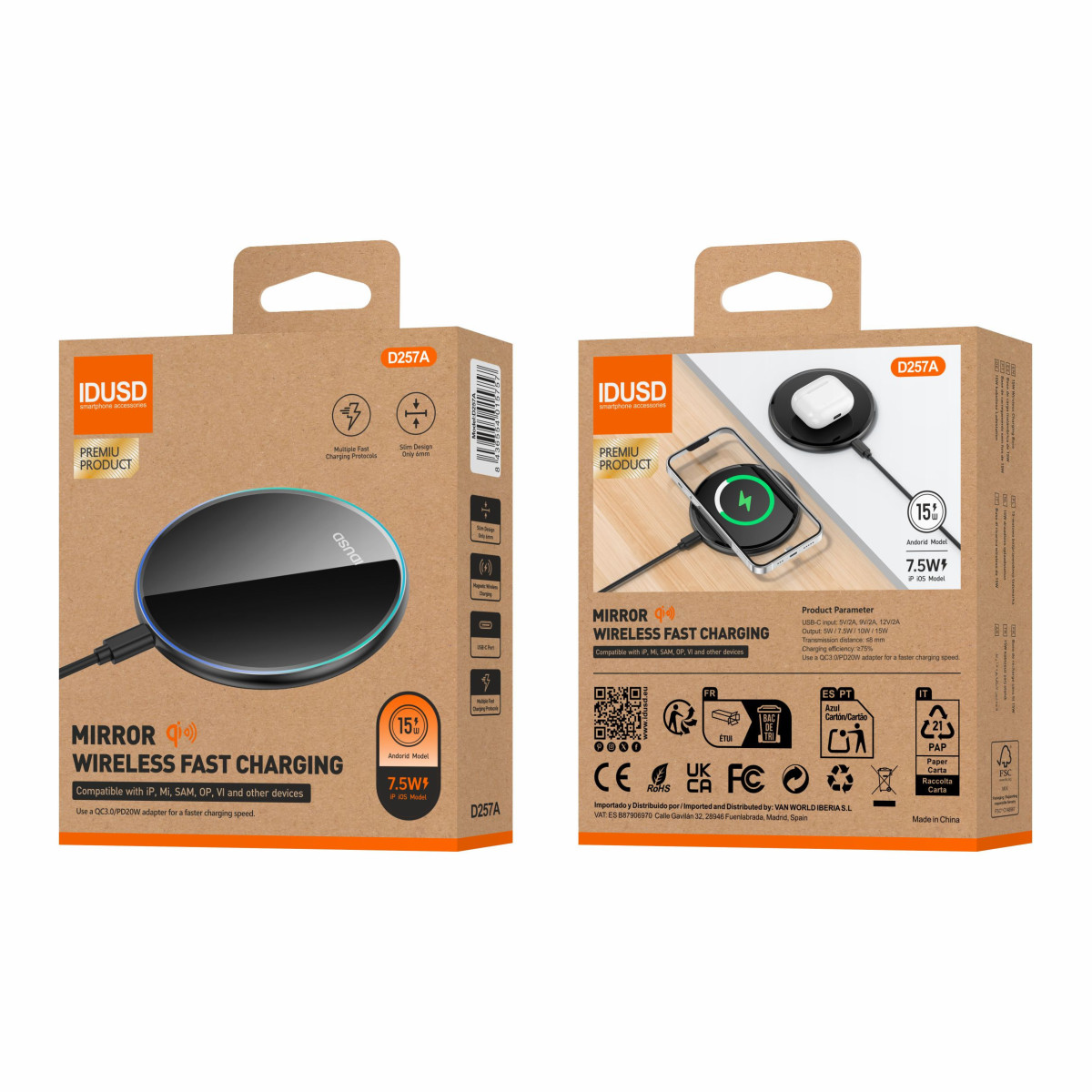 Cargador Inalámbrico Eco Wireless Charger Qi 15W - D257A