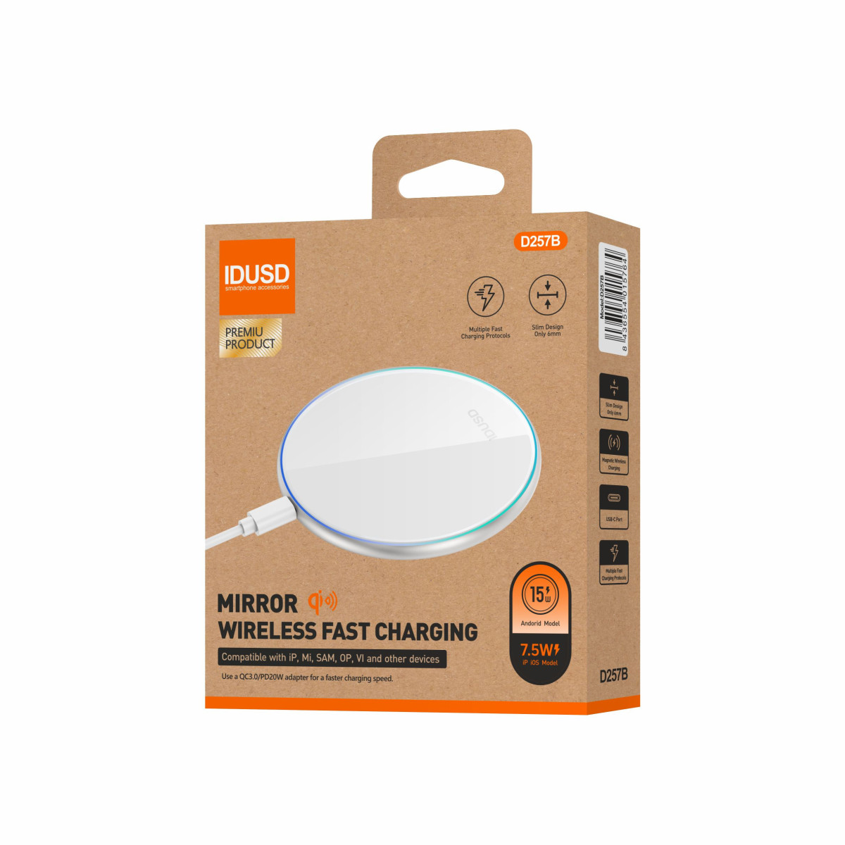 Cargador Inalámbrico Eco Wireless Charger Qi 15W - D257B