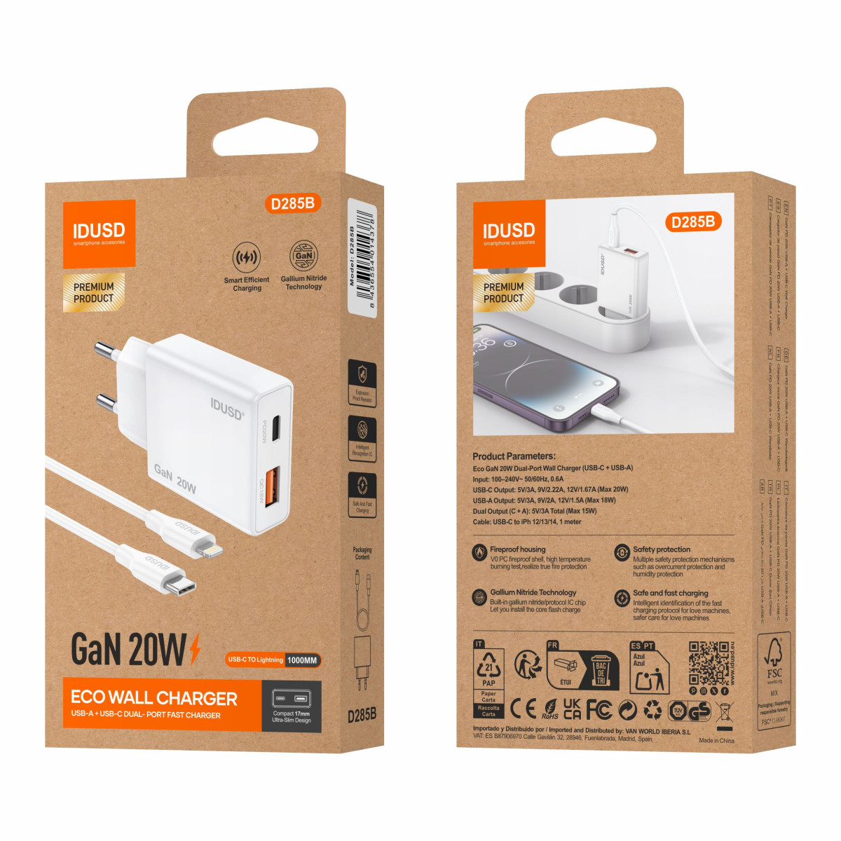 Cargador GaN PD20W A+C – PD Lightning – Ultrafino y Eficiente
