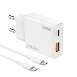 Cargador GaN PD20W A+C – PD USB-C – Ultrafino y Eficiente