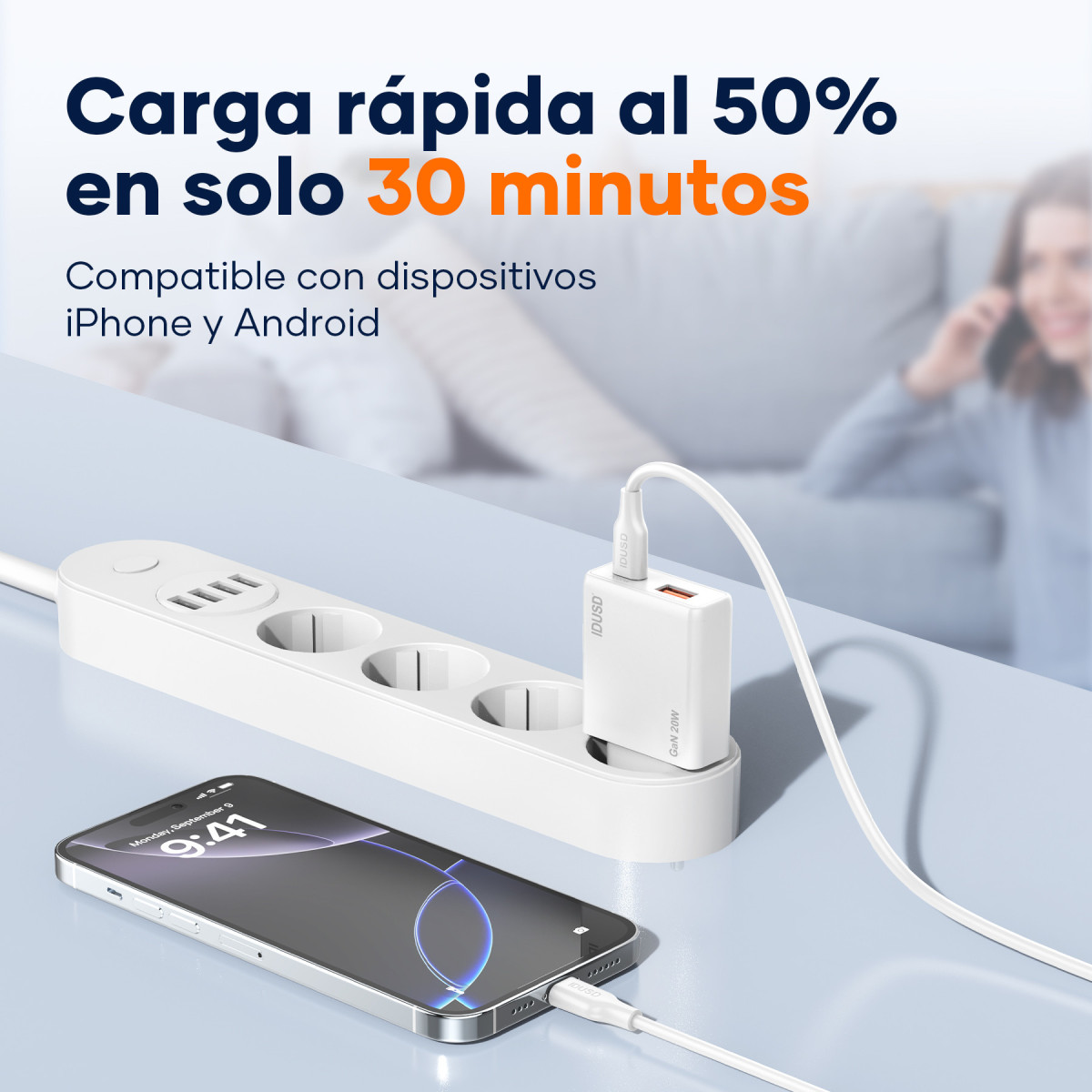 Cargador GaN PD20W A+C – PD USB-C – Ultrafino y Eficiente