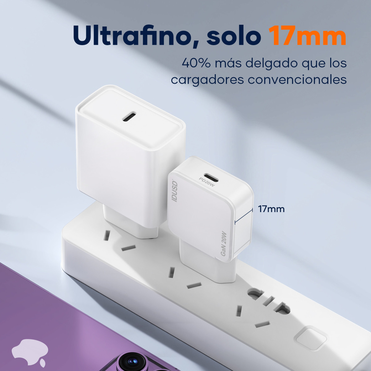 Cargador GaN PD20W 1C – PD Lightning – Ultrafino y Eficiente