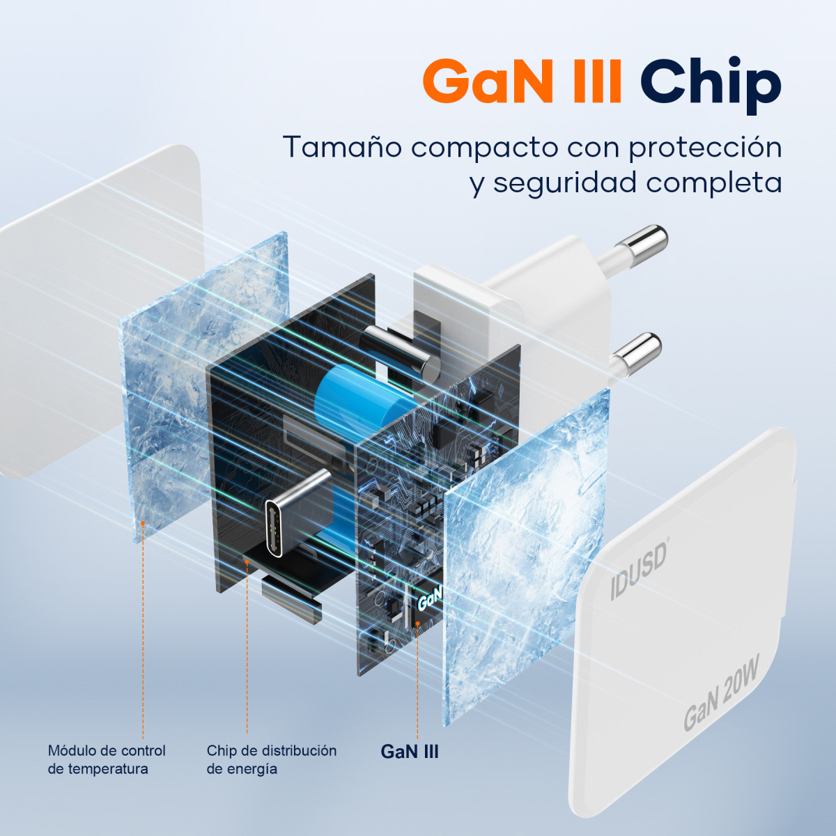 Cargador GaN PD20W 1C – PD Lightning – Ultrafino y Eficiente