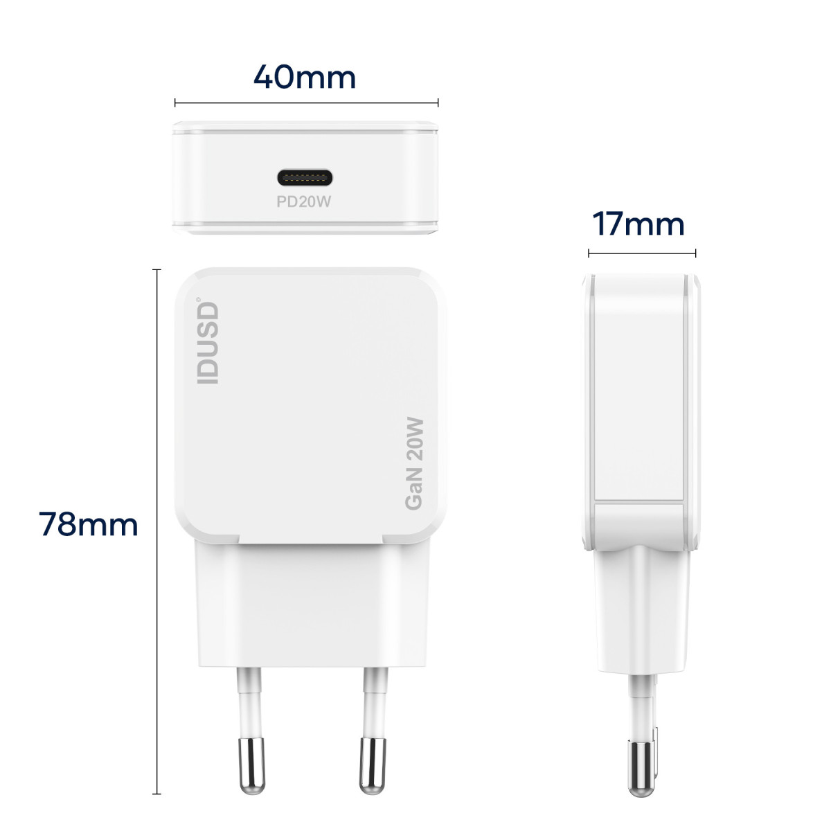 Cargador GaN PD20W 1C – PD Lightning – Ultrafino y Eficiente