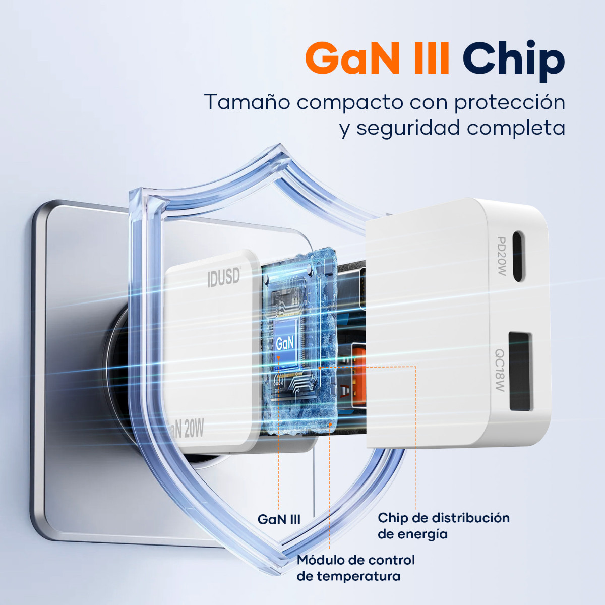 Cargador GaN PD20W A+C – PD Lightning – Ultrafino y Eficiente
